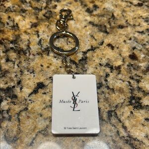 Yves Saint Laurent Gold and White Key & Card Holder